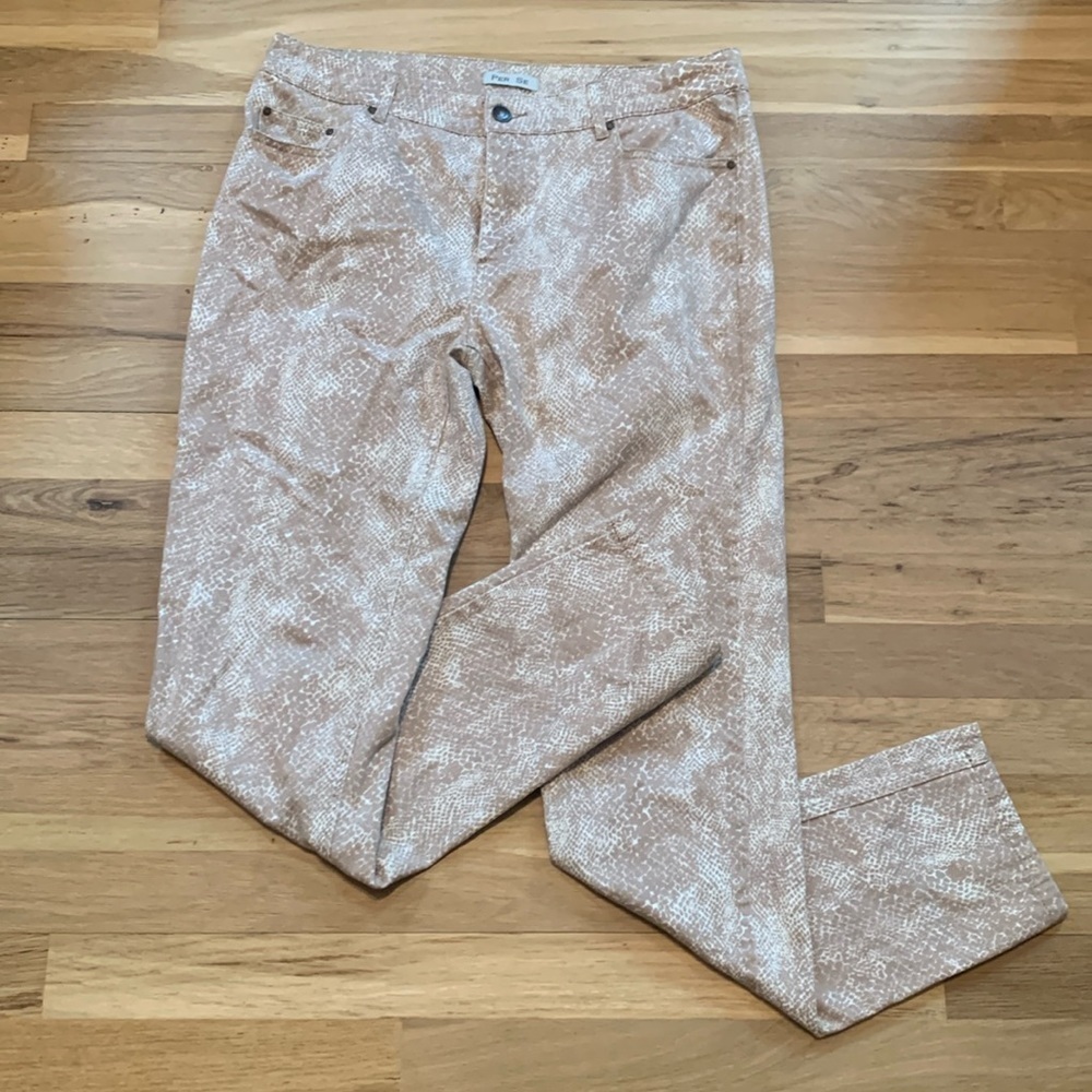Per Se Snakeskin Printed Mid-Rise Skinny Tan & Beige Pants Women’s 8